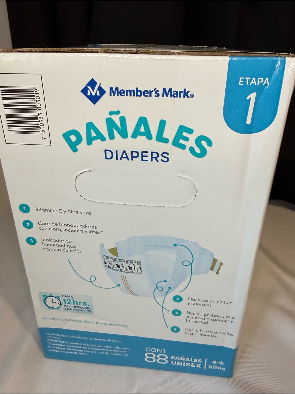 Member's Mark Pañales Diapers Size 1 - 88 Count (8-14lbs) NEW BOX - Picture 3 of 5